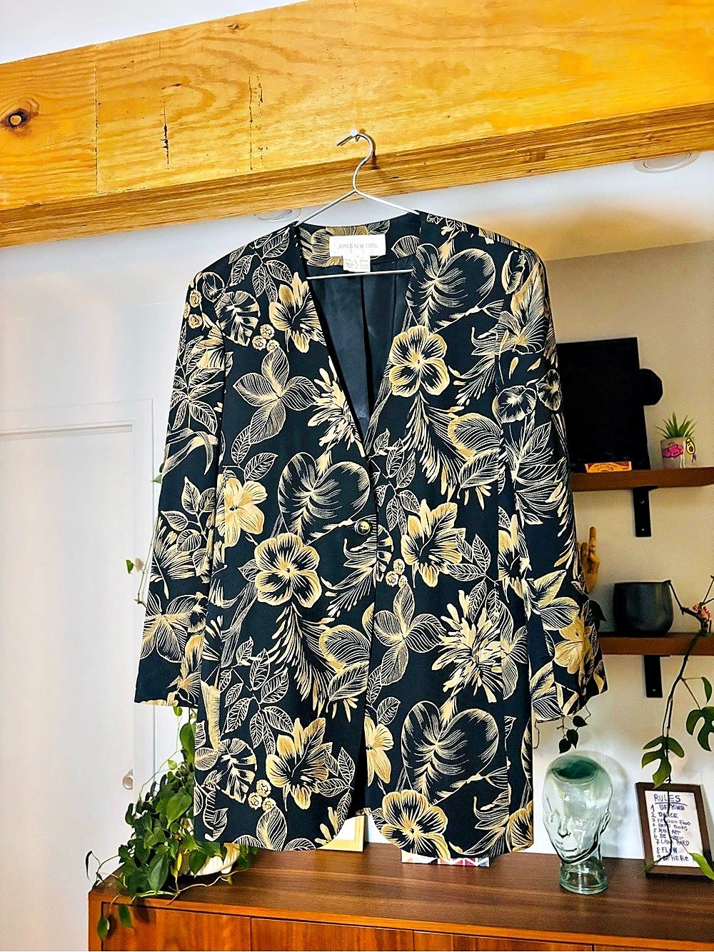 Late 80s / Early 90s Jones New York Tropical Floral Blazer Jacket Size 8